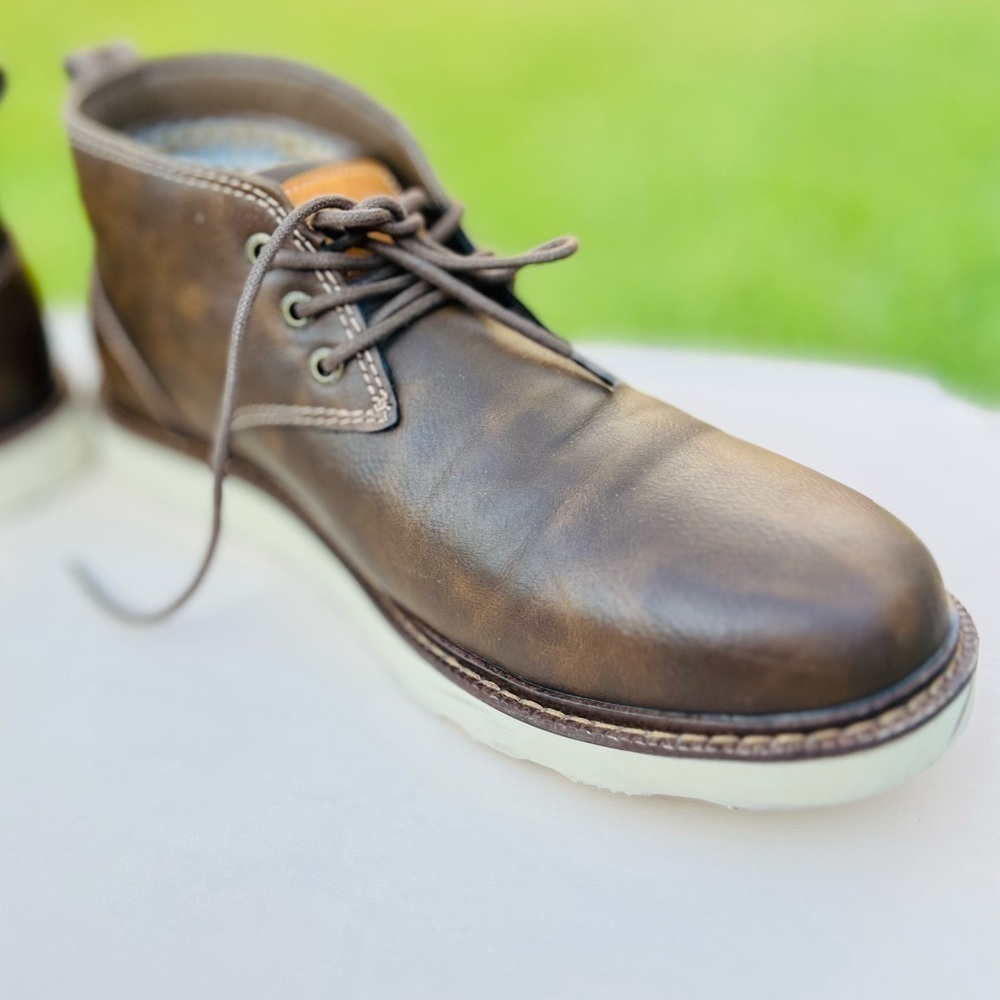 Buffalo Mens Boots Brown Chukka Memory Foam Sock Pull-Tab Padded Collar Durable